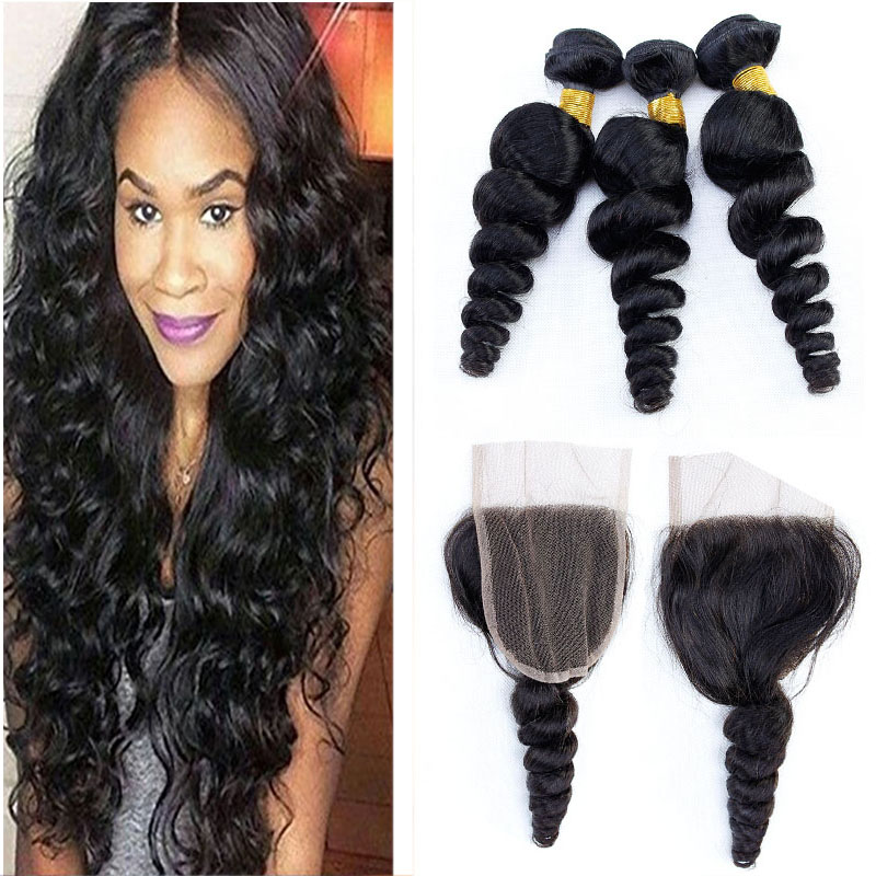 Brazilian Virgin Human Hair With Closure Weaves 3 Bundles Brazilian Loose Wave With 4x4 Lace Closure Unprocessed Remy Human Hair Extensions, Natural color
Brazilian Virgin Human Hair With Closure Weaves 3 Bundles Brazilian Loose Wave With 4x4 Lace Closure Unprocessed Remy Human Hair Extensions, Natural color