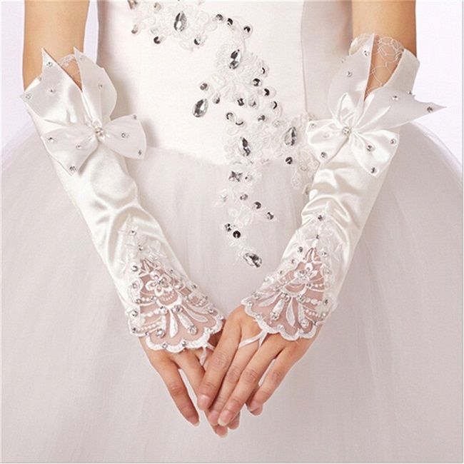 Brand New Bridal Gloves Fingerless Wedding Gloves with Bow for Wedding Dress Elegant White/Ivory Princess Wedding Accessories