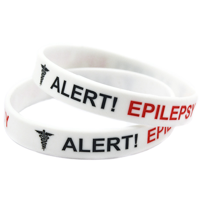 100PCS Epilepsy Silicone Rubber Bracelet Ink Filled Logo Carry This Message As A Reminder in Daily Life