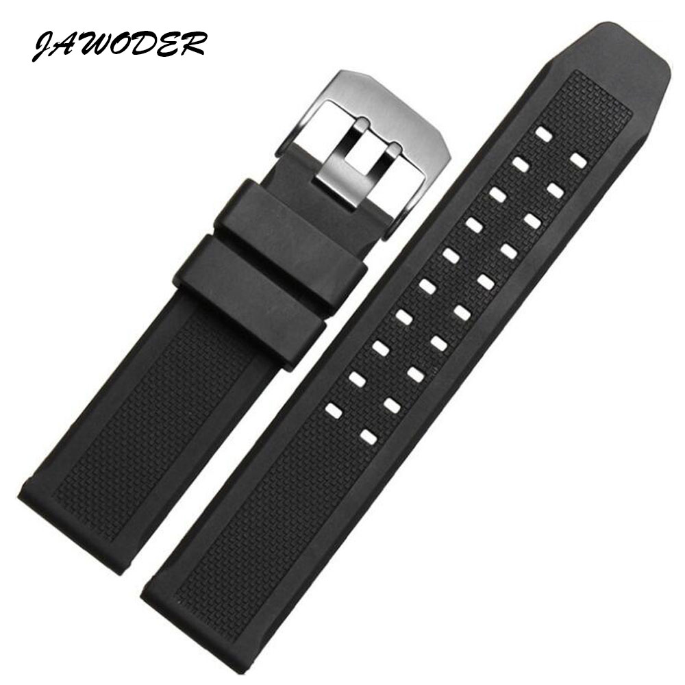 JAWODER Watchband Soft Silicone Rubber Men Black 23mm Sport Diving Watch band Strap Silver Black Metal Buckle For Luminox Accessories от DHgate WW