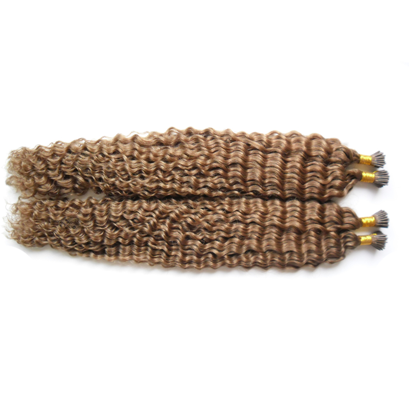 #6 Medium Brown keratin hair extension 200g/strands curly fusion hair extensions I Tip Extensions 200s Deep Curly hair capsules