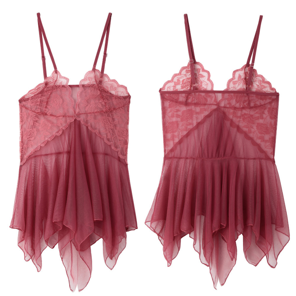 Wholesale- 2017 New Women Sexy Lingerie Lace Nightgown Dress Sheer Sleepwear Babydoll Nightwear & G-String chemise de nuit nightdress Z1