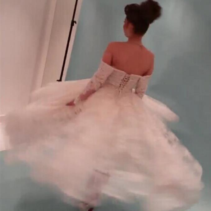 Vestido De Novia Yousef Al Jasmi Myriam Fares Gowns Real Photos Lace Long Sleeve High Low Off the Shoulder Beaded Wedding Dresses