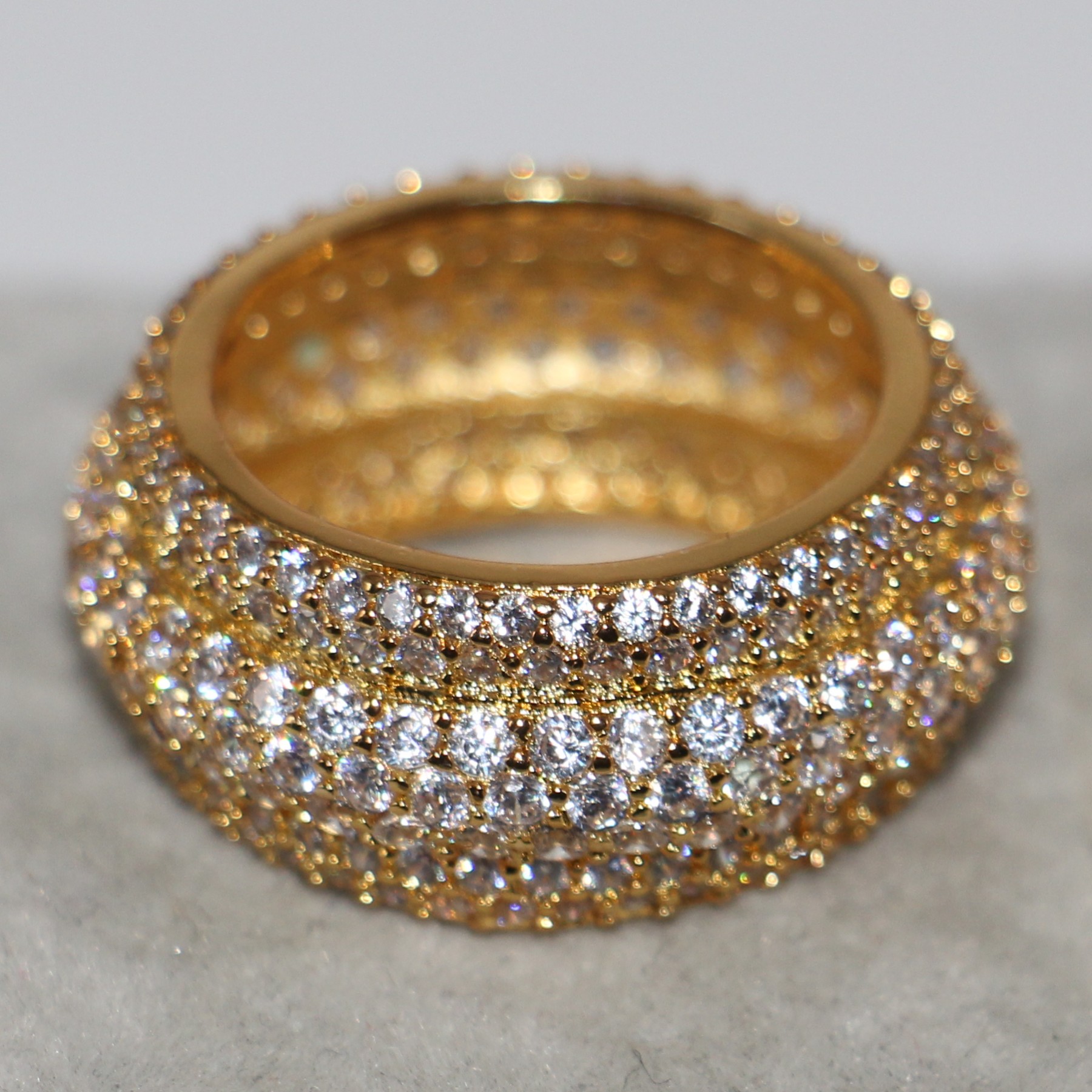 Victoria Wieck Handmade Luxury Jewelry 10KT Yellow Gold Filled Full White Sapphire CZ Zirconia Diamond Gemstones Women Wedding Band Ring