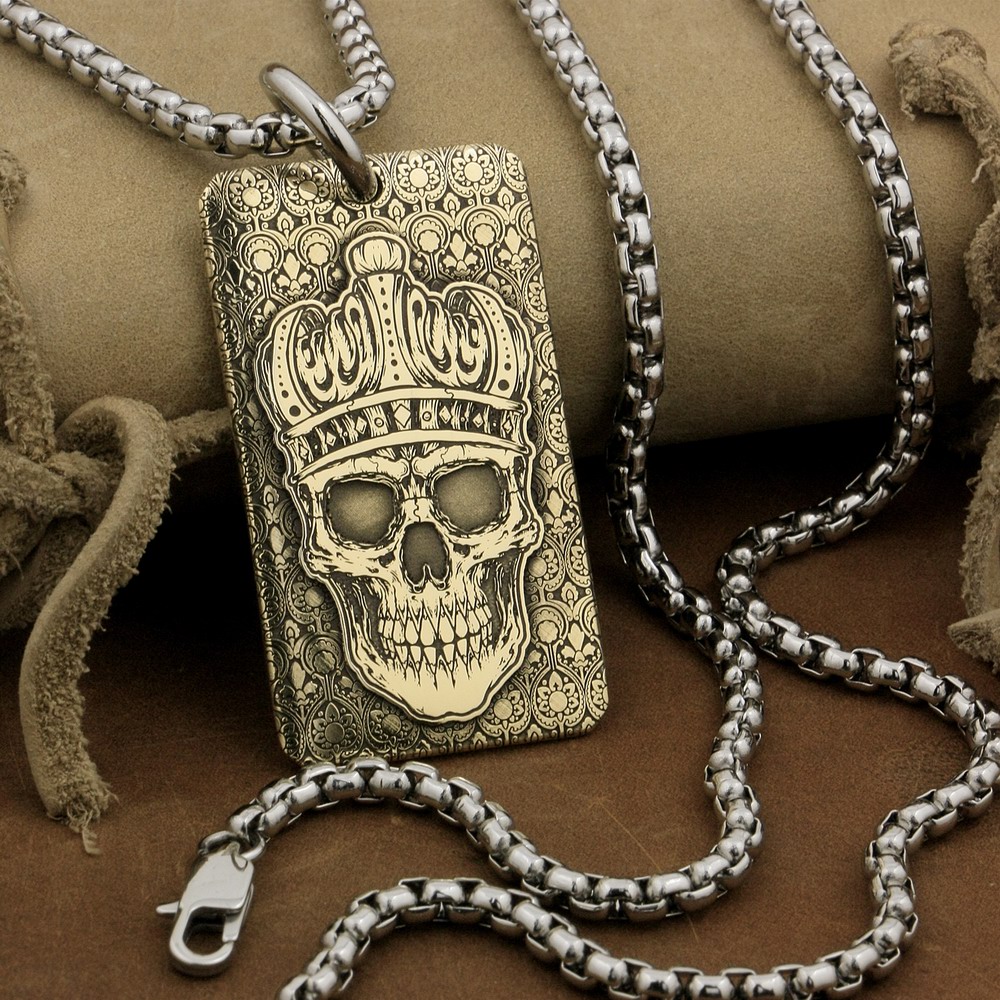 LINSION High Detail 2-side Laser Deep Engraved Brass Crown Skull Pendant Biker Rock Punk Style 9X035B Steel Necklace 24 inches
LINSION High Detail 2-side Laser Deep Engraved Brass Crown Skull Pendant Biker Rock Punk Style 9X035B Steel Necklace 24 inches