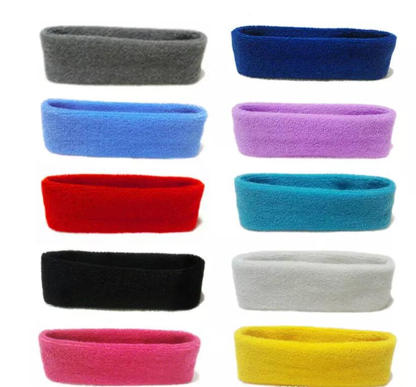 Wholesale NEW Cotton Women Men Solid Color Sport Sweat Sweatband Headband Yoga Gym Stretch Head Band Hair - Randomly Send