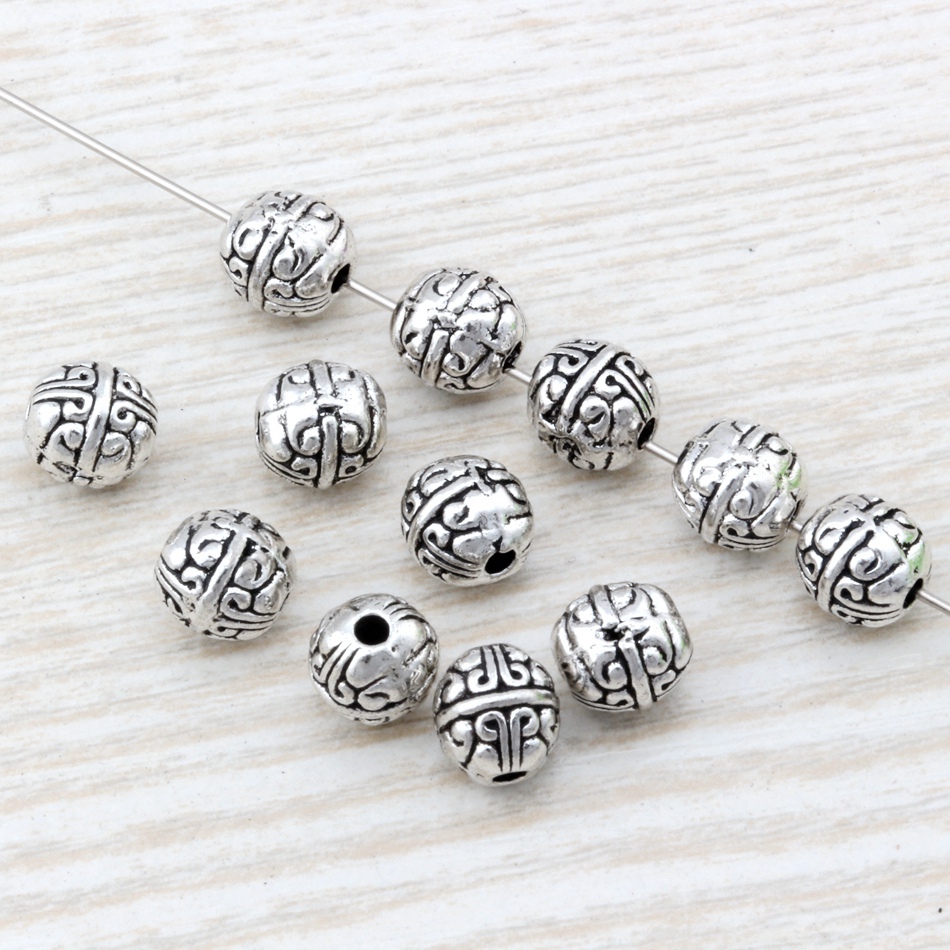 MIC 100pcs Antique silver alloy exquisite Spacer Beads 7.5x8mm fits European Style Charm Bracelet Necklace D31