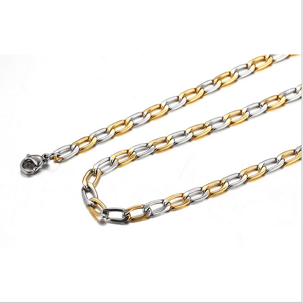 Silver&Gold Color Link Chain Necklace for Men Jewelry Stainless Steel Necklace Jewelry 46CM in Length 4.5mm Width NC-035