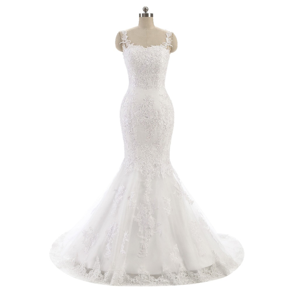 Sexy White Lace Mermaid Wedding Dresses Sleeveless Beaded Appliques Court Train Bridal Gowns Mariage Vestidos de Novia, Ivory
Sexy White Lace Mermaid Wedding Dresses Sleeveless Beaded Appliques Court Train Bridal Gowns Mariage Vestidos de Novia, Ivory