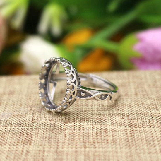 Fine Silver 925 Sterling Silver Engaement Wedding Ring Setting for women Jewelry Opal Agate Amber Semi Mount Ring