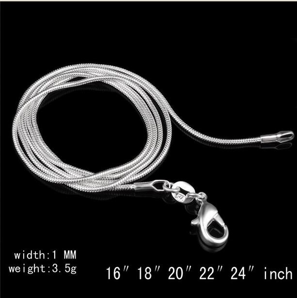 NEW Big Promotions 100 pcs 925 Sterling Silver Smooth Snake Chain Necklace Lobster Clasps Chain Jewelry Size 1mm 16inch --- 24inch
NEW Big Promotions 100 pcs 925 Sterling Silver Smooth Snake Chain Necklace Lobster Clasps Chain Jewelry Size 1mm 16inch --- 24inch