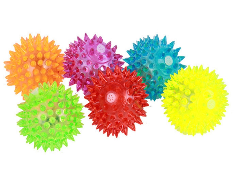 100pcs/lot Fast shipping Dog Cat Pet LED Squeak toy Rubber Chewing Bell Ball whistle ball Hedgehog Fun Toys