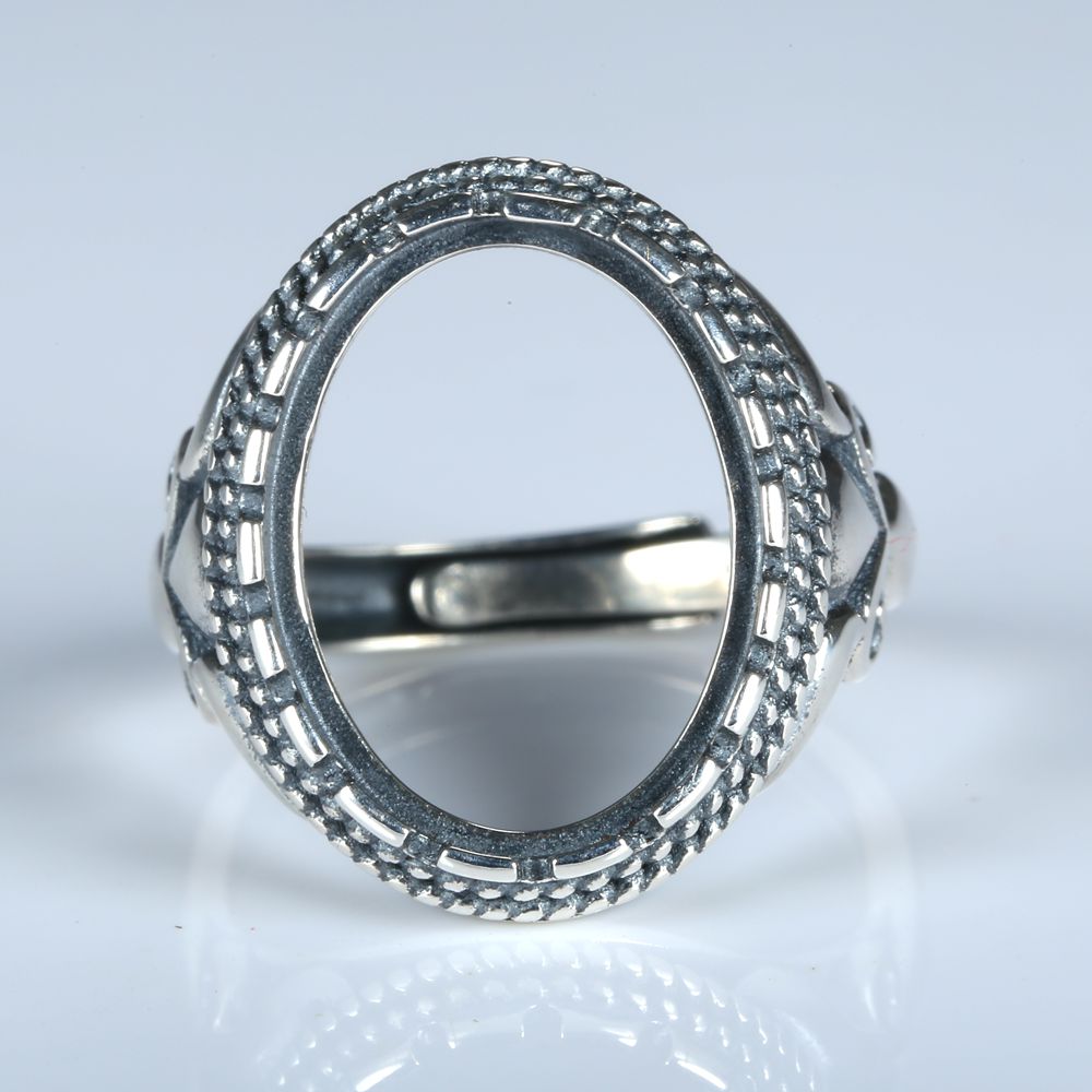 Art Nouveau 12x16mm Oval Cabochon Semi Mount 925 Sterling Silver Fashion Ring Fine Silver Engagement Wedding Anniversary Jewelry