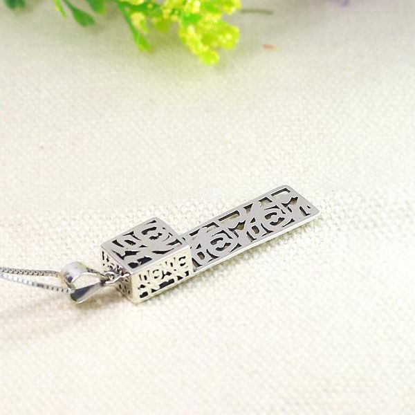 8x20mm Princess Cabochon Semi Mount Retro Pendant 925 Sterling Silver Art Deco Fine Silver Antique Jewelry Setting