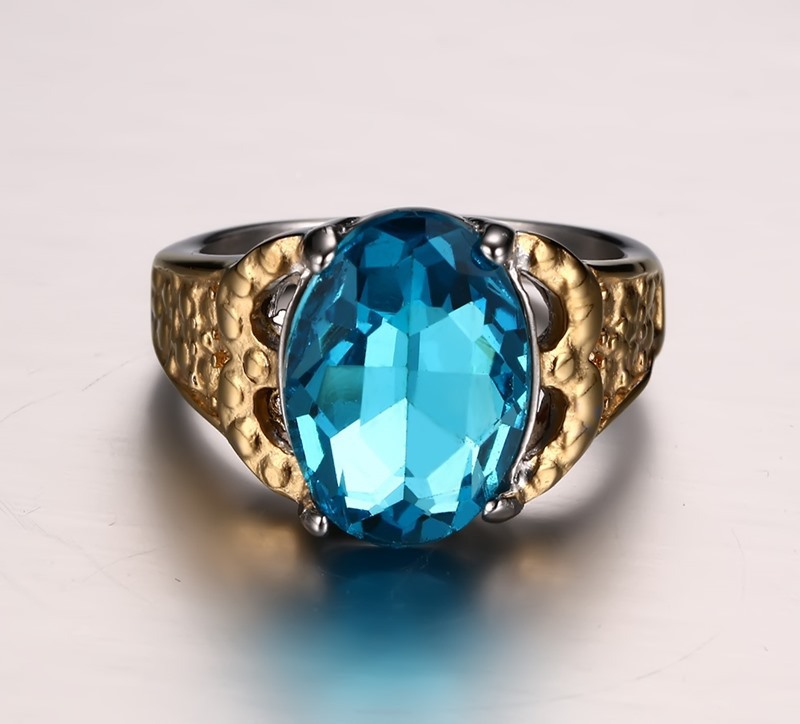 High quality Big stone Unique Design women Rings Steel Gold color Ring Fashion female Jewelry Clear Blue CZ anillos mujer
High quality Big stone Unique Design women Rings Steel Gold color Ring Fashion female Jewelry Clear Blue CZ anillos mujer
