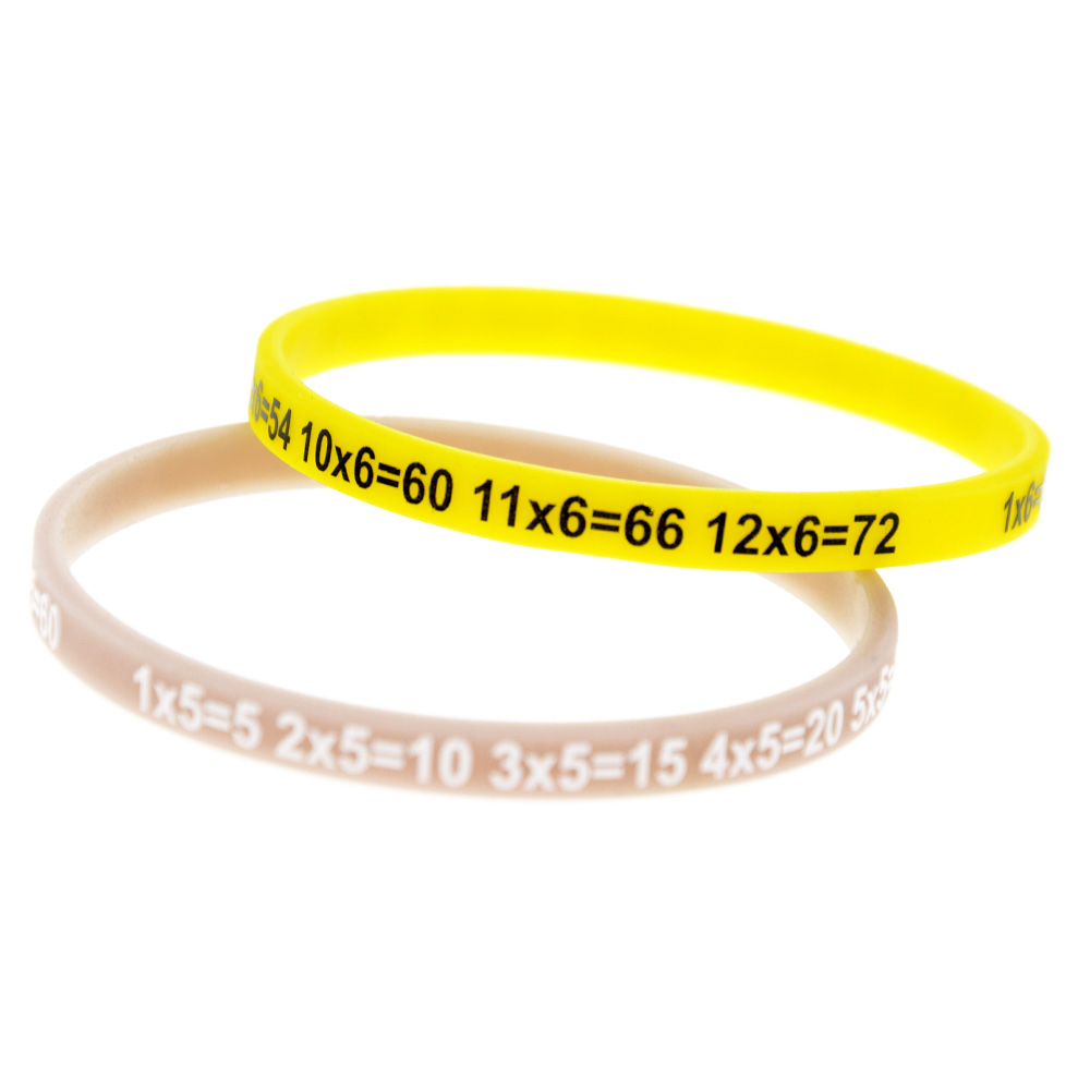 12PCS/Lot Multiplication Tables Skinny Silicone Bracelet What Better Way To Carry The Message Than With A Daily Reminder