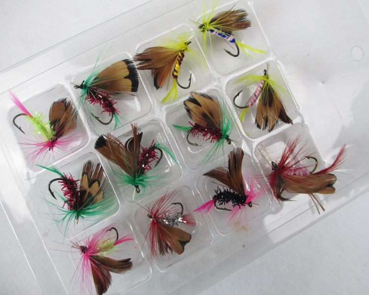 Hot Selling 12pcs/lot Fly Fishing Lure Set Style Insect Artificial Fishing Bait Feather Single stainless stell Hooks Carp tools
Hot Selling 12pcs/lot Fly Fishing Lure Set Style Insect Artificial Fishing Bait Feather Single stainless stell Hooks Carp tools