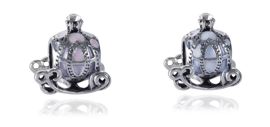 Wholesale Fit Sterling Silver Bracelet Charms Princess pumpkin Car Enamel European Charm Beads Fit Snake Chain Bracelet DIY Original Jewelry