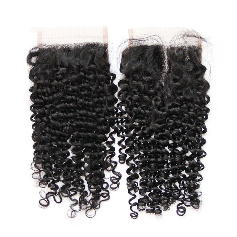Mongolian Culry virgin hair Lace Closure Free Middle Part Mongolian virgin Human Hair Closure 4x4 Size Natural color Top Lace Closures
