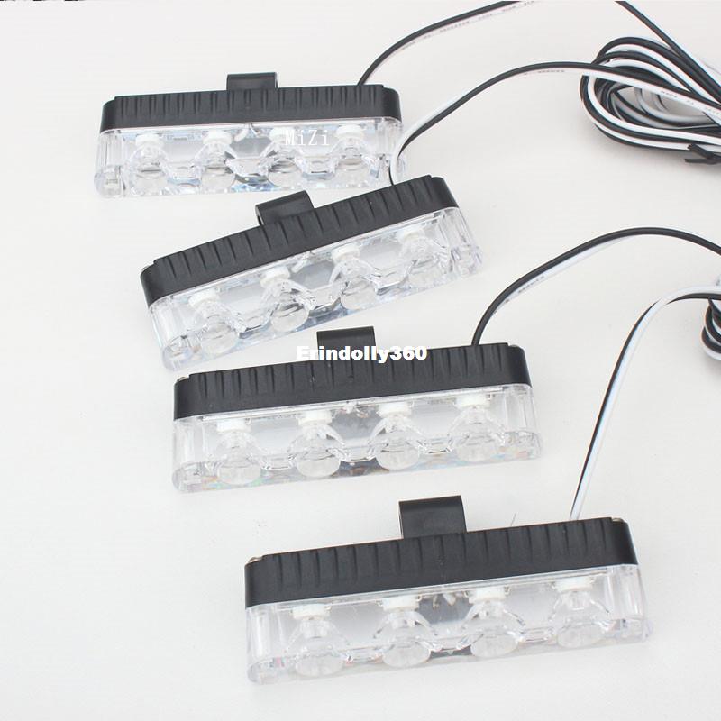 4x4LED DC 12V Strobe Warning light Police light Car Truck Light Flashing Firemen Lights Ambulance White Yellow Red Blue7536215