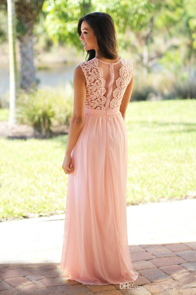 Mint Green Pink Long A Line Country Turquoise Bridesmaid Dress Simple Evening Party Gowns Lace Chiffon Prom Dresses 0510