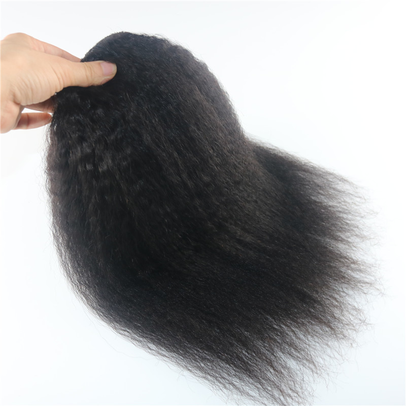 Afro Kinky Straight Brazilian Human Hair Clips Hair Extension 1B Natural Color Hair African American 7PCS 120gram