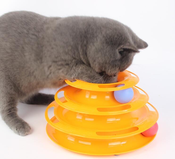 Three Levels Tower Tracks Disc Cat Pet Toy Intelligence Amusement Rides Shelf G955
