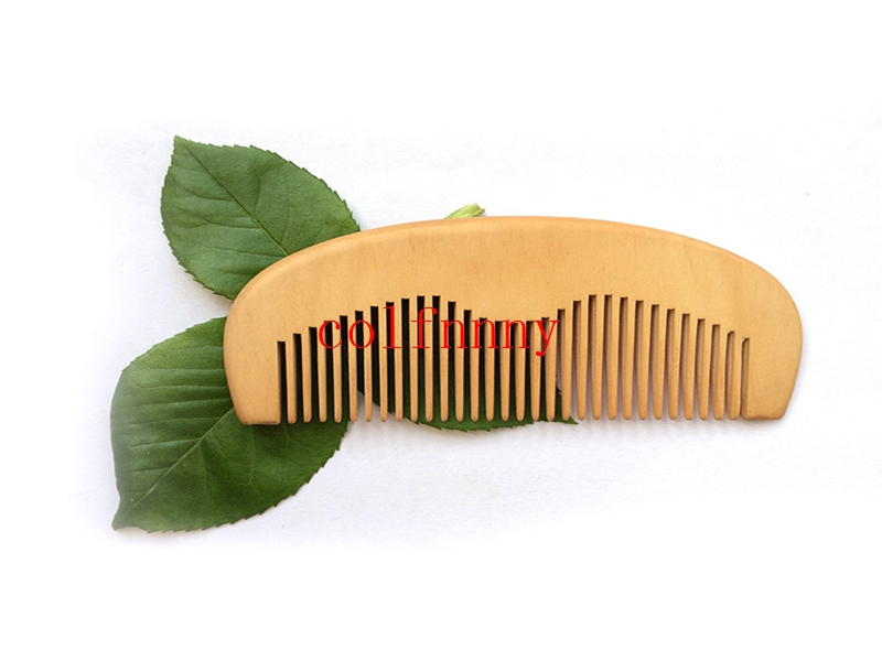 300pcs/lot Engraved Your Logo Natural Peach Wooden Comb Handmade Straight Pocket Wooden Beard Combs Custom 11*5*1CM