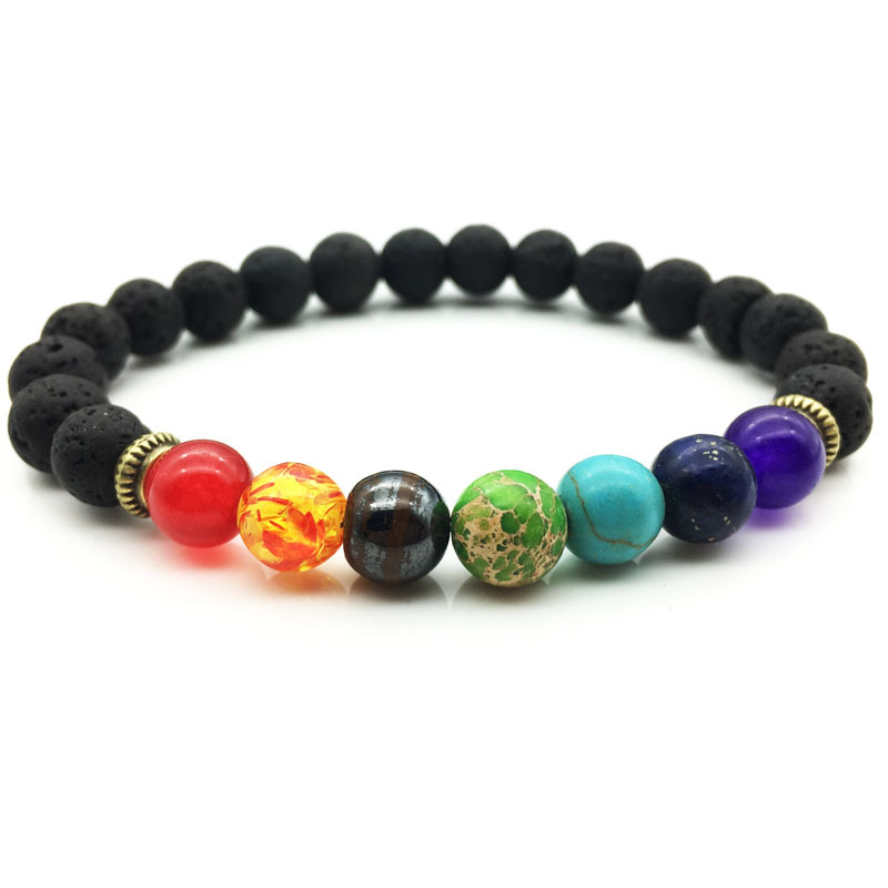 Mixed Styles Fashion Natural Stone Round Shape Strands Beads Lava Charm Bracelets Jewelry For Women Men