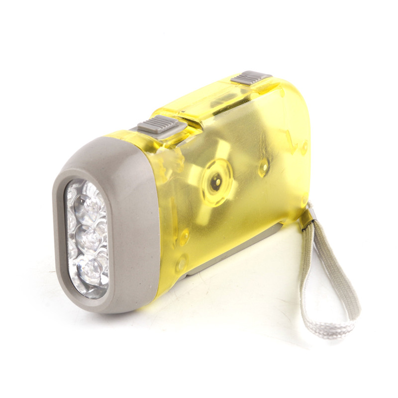 Outdoor 3 LED Hand Press Flashlight No Battery Wind Up Crank Dynamo Torch Camping Portable Flash Light