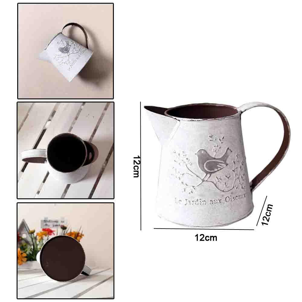 French Style Rustic White Shabby Chic Mini Metal Pitcher Vase Primitive Jug Vase For Home Cafe Decor4447825