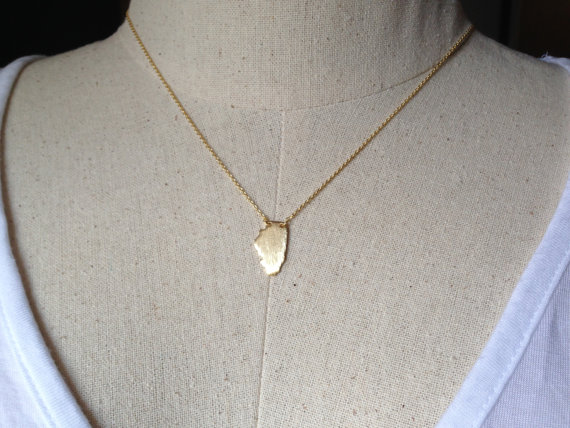 30PCS Outline Illinois State Necklaces IL State Map Necklaces America USA State Map Chicago Necklaces for Hometown Souvenir Gifts