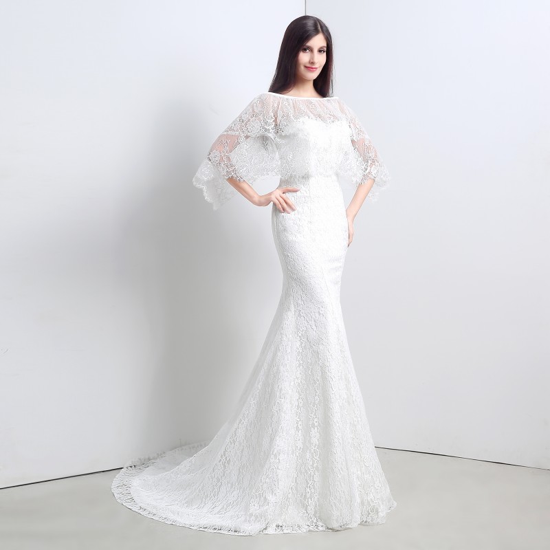 New Sexy White Ivory Cheap Mermaid Wedding Dresses 2017 Appliques Wedding Party Bridal Gowns Stock Size 6-16 QC334