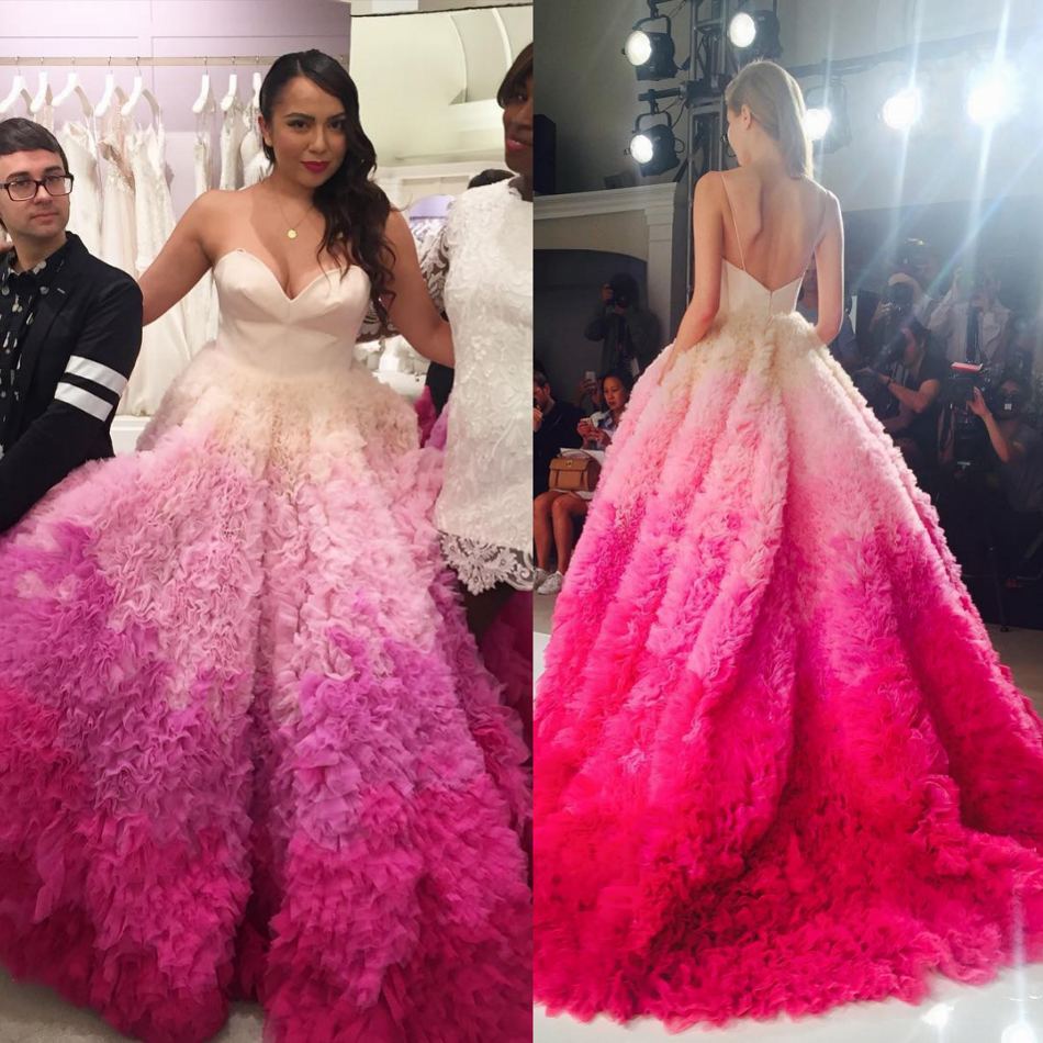 ombre wedding dresses a line ruffled sweetheart neckline sweep train tulle backless plus size bridal gowns