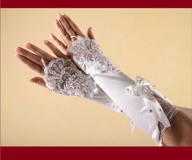Brand New Bridal Gloves Fingerless Wedding Gloves with Bow for Wedding Dress Elegant White/Ivory Princess Wedding Accessories