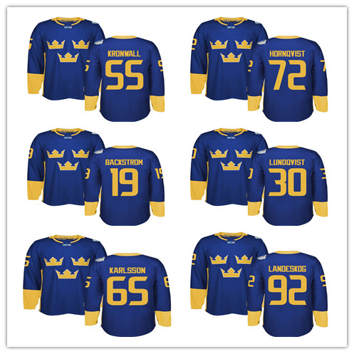 Sweden 2016 World Cup of WCH Hockey Jerseys 19 Backstrom 34 Carl Soderberg 92 Gabriel Landeskog 65 Erik Karlsson 20 Steen 30 Lundqvist от DHgate WW