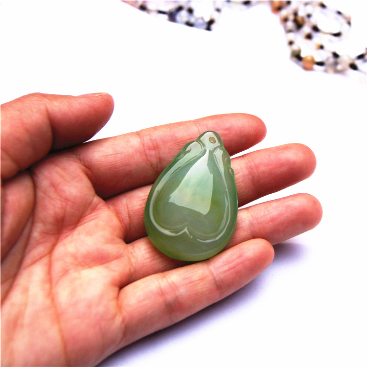 Natural agate type water droplets (heart). Talisman necklace pendant