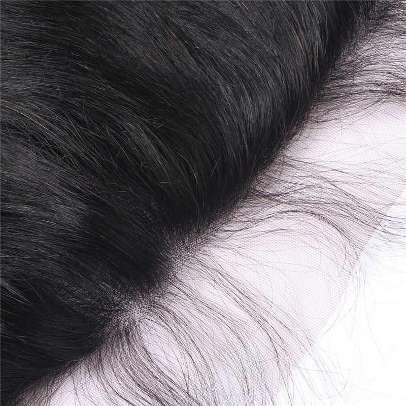 13x6 Ear to Ear Lace Frontal Closure With Bleached Knots Natural Color 1B Brazilian Human Remy Hair