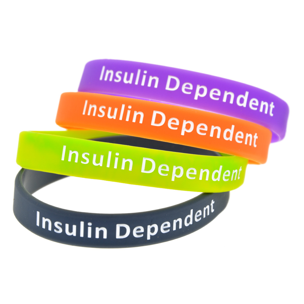 1PC Alert Type 1 Diabetes Silicone Wristband Adult Size A Great Message to Carry In Case Emergency