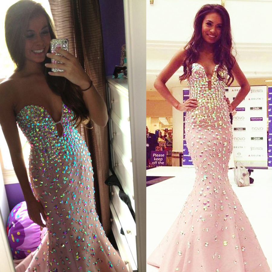 Deep Sweetheart Neckline Pink Taffeta Mermaid Prom Dress with AB Stones Beading Bling Bling Evening Gowns vestidos largos de fiesta mujer, Silver
Deep Sweetheart Neckline Pink Taffeta Mermaid Prom Dress with AB Stones Beading Bling Bling Evening Gowns vestidos largos de fiesta mujer, Silver