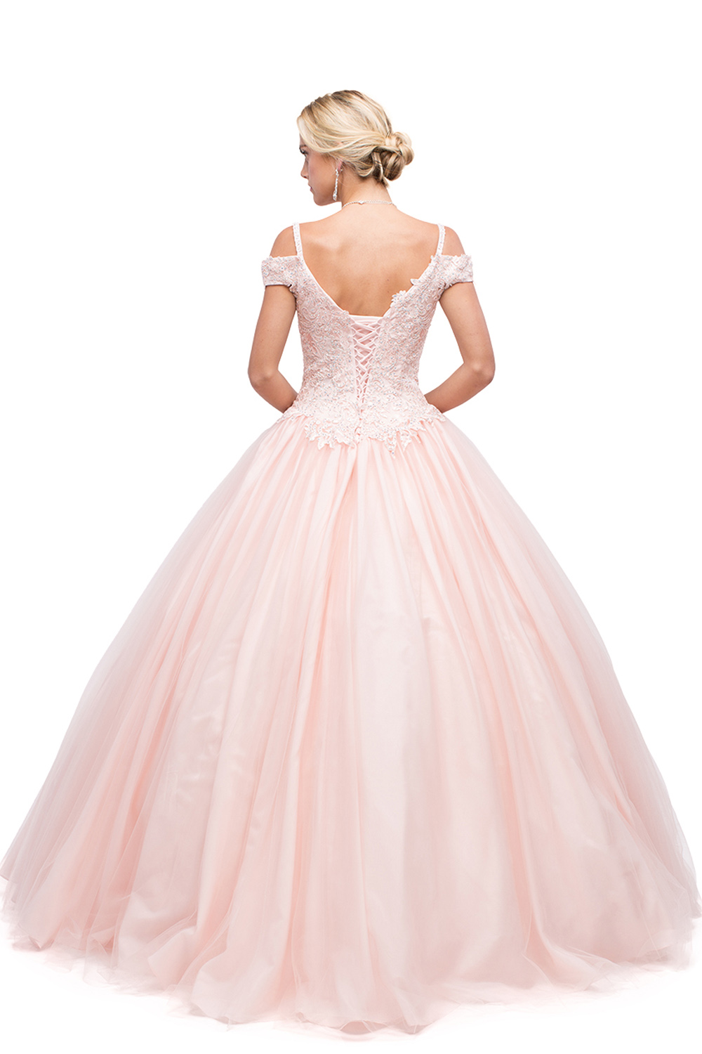 2022 Pink Ball Gown Quinceanera Beaded Off The Shoulder Sweet 16 Dresses Lace Appliques Bandage Back Long Sweep Train Party Prom Gowns
