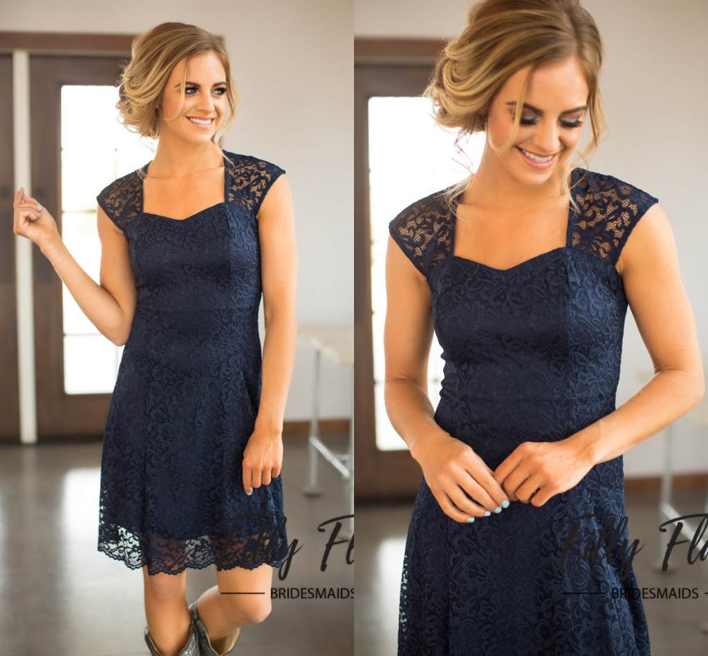 Dark Navy New Country Style Bridesmaid Dresses Modest Full Lace A Line Knee Length Wedding Guests Wear Cheap Maid Party Dresses
Dark Navy New Country Style Bridesmaid Dresses Modest Full Lace A Line Knee Length Wedding Guests Wear Cheap Maid Party Dresses
