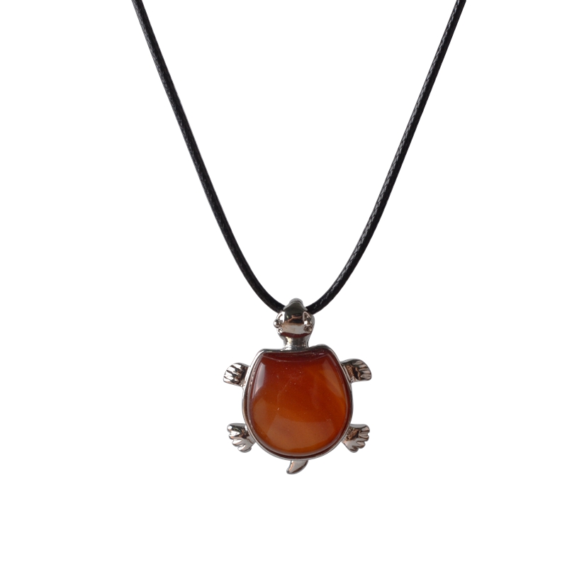 2017 Natural Red Carnelian Turtle Crystal Pendant Women Charka Healing Tortoise Jewelry Necklace 18" for Party in Gift Bags