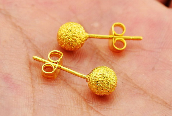 whole fine 24k gold plated slippy bead transfer stud earring womenDangle stud earring earrings bride earring Women shippi314e92889