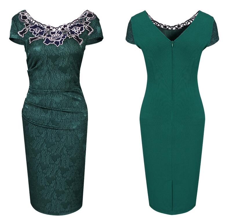 Good A++ Summer Runway Dresses short-sleeved rose pencil skirt lace dress LX020
