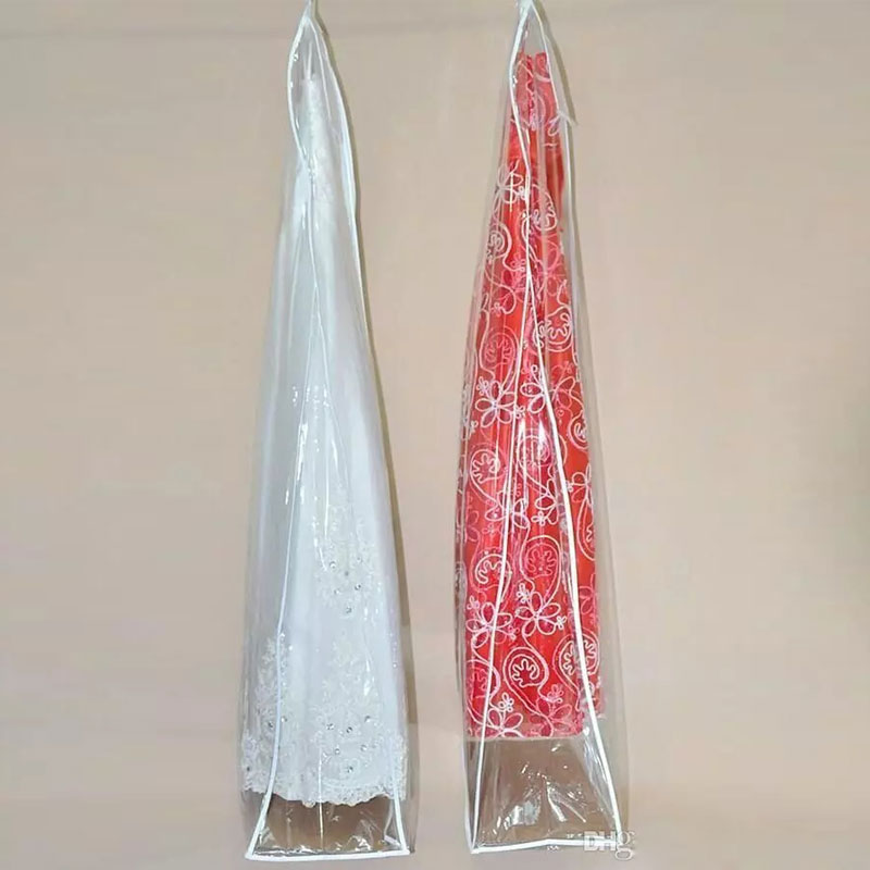 White Transparent PVC Dust Bag For Wedding Dresses Prom Evening Gowns Bags Waterproof Garment Cover Travel Storage Dust Covers Three Sizes