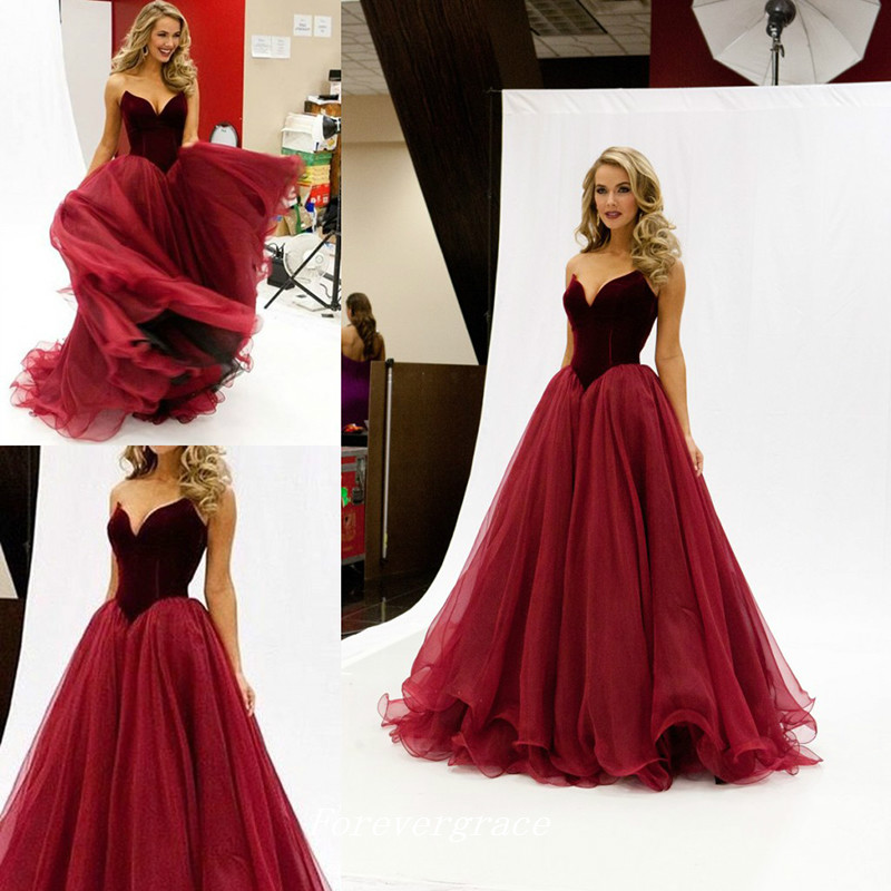 Long Puffy Prom Dress Elegant Arabic Style Maroon Burgundy Sweetheart Evening Party Reception Gown Custom Made Plus Size