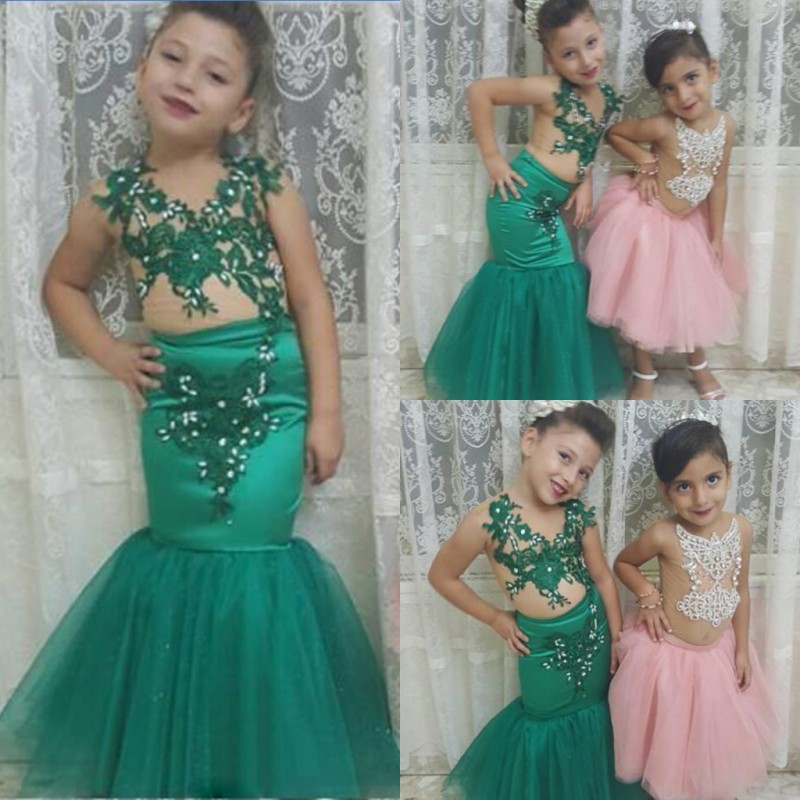 Green Mermaid Lace Appliques Girls Party Dress Flower Dress Dress For Wedding Baby Communion Dresses Beads Kids Pageant Gowns Cheap от DHgate WW