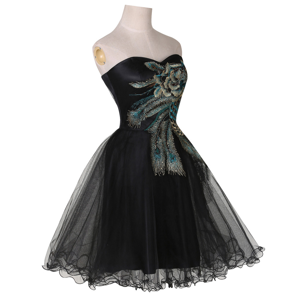 new off the shoulder organza short prom homecoming dress lace appliques graduation gown cocktail party gown qc367