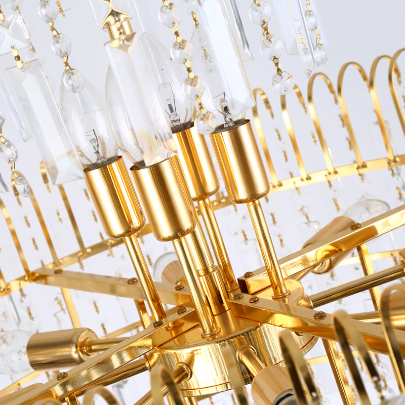 LED Modern Chandelier American Gold Crystal Chandeliers Lights Fixture Home Dining Room Hotel Hall Restaurant Crystal Droplight Hanging Lamp